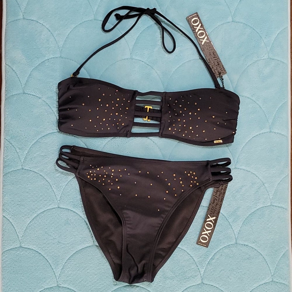 NWT XOXO 2 Piece Black Bikini Size M